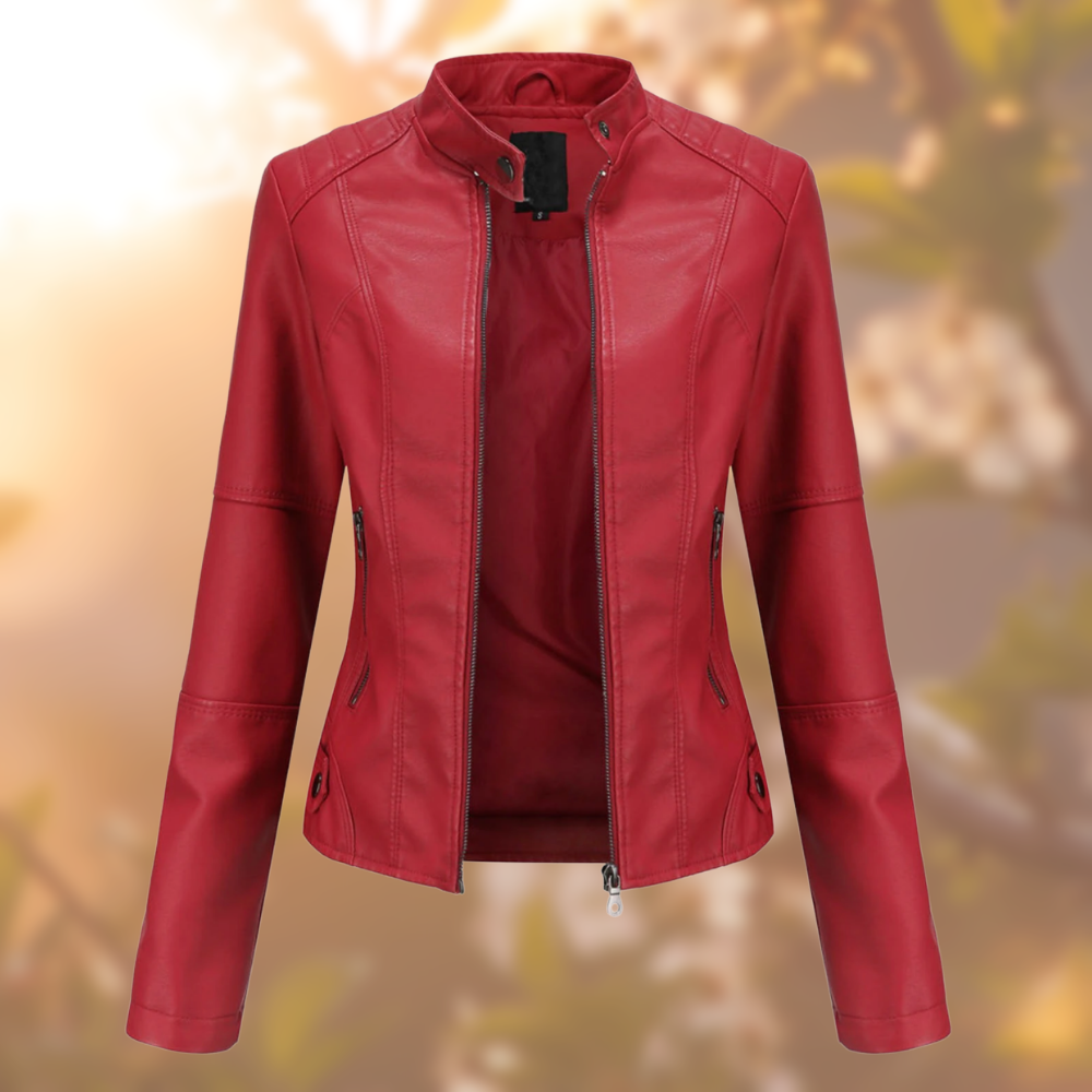 Women’s Faux Leather Jacket - Luxe Biker Style Jacket - Anora