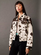 Women’s Printed Jacket - Cow Print Statement Jacket - Eva