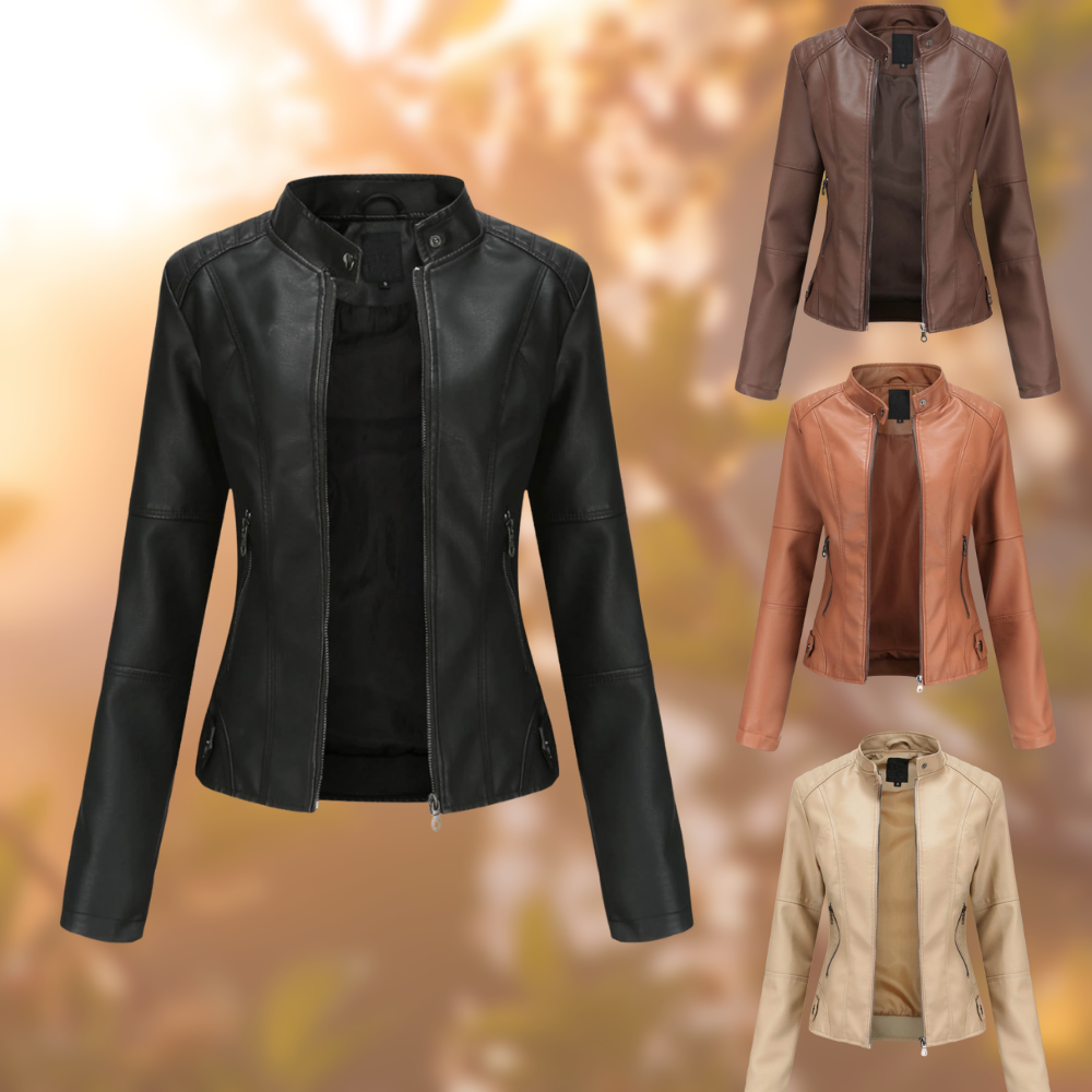 Women’s Faux Leather Jacket - Luxe Biker Style Jacket - Anora