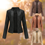 Women’s Faux Leather Jacket - Luxe Biker Style Jacket - Anora