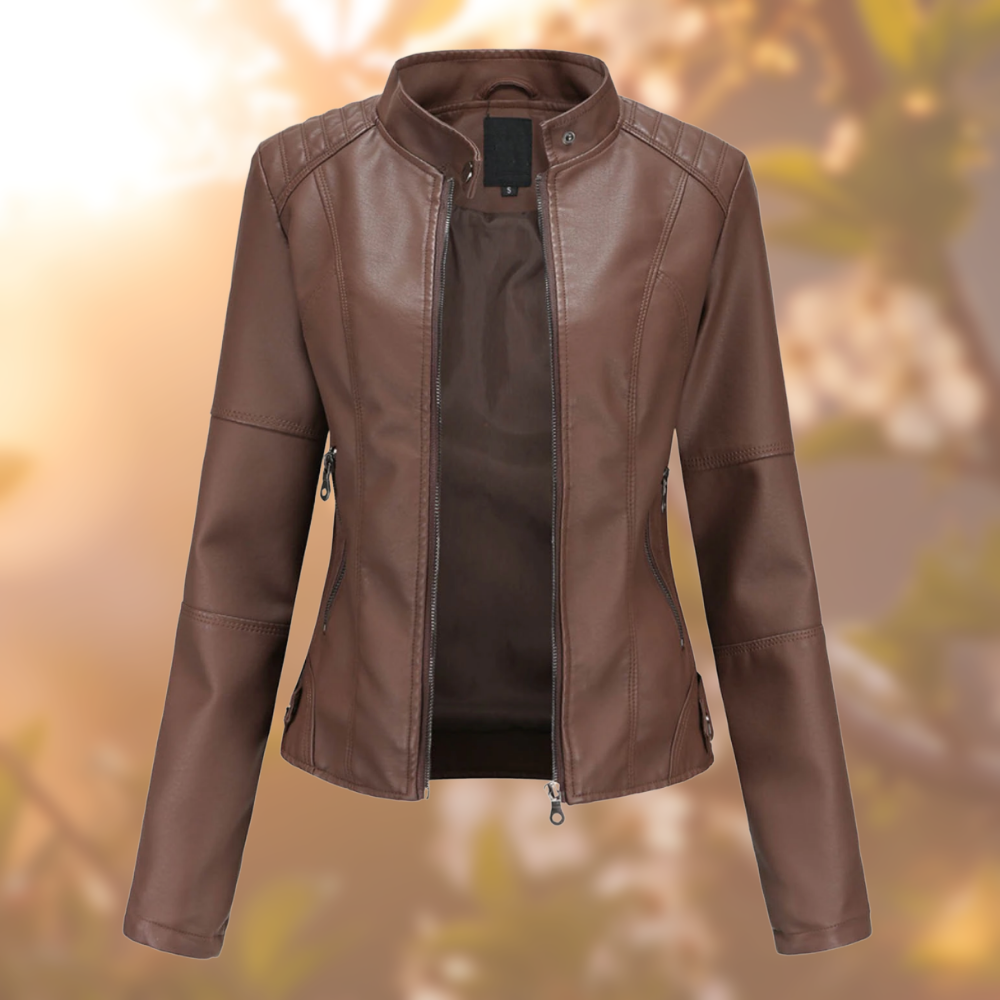 Women’s Faux Leather Jacket - Luxe Biker Style Jacket - Anora