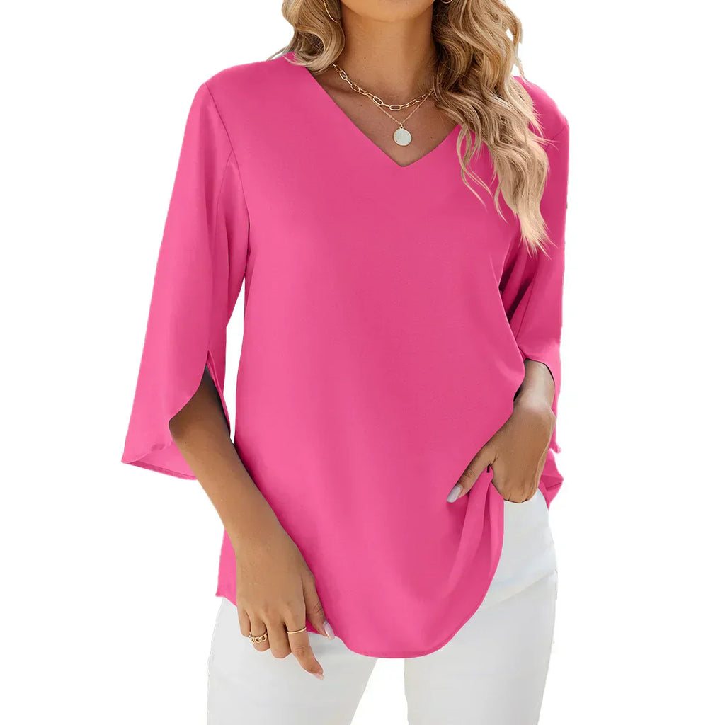 Women’s V-Neck Blouse – Statement Casual Blouse – Sophie