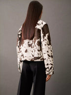 Women’s Printed Jacket - Cow Print Statement Jacket - Eva