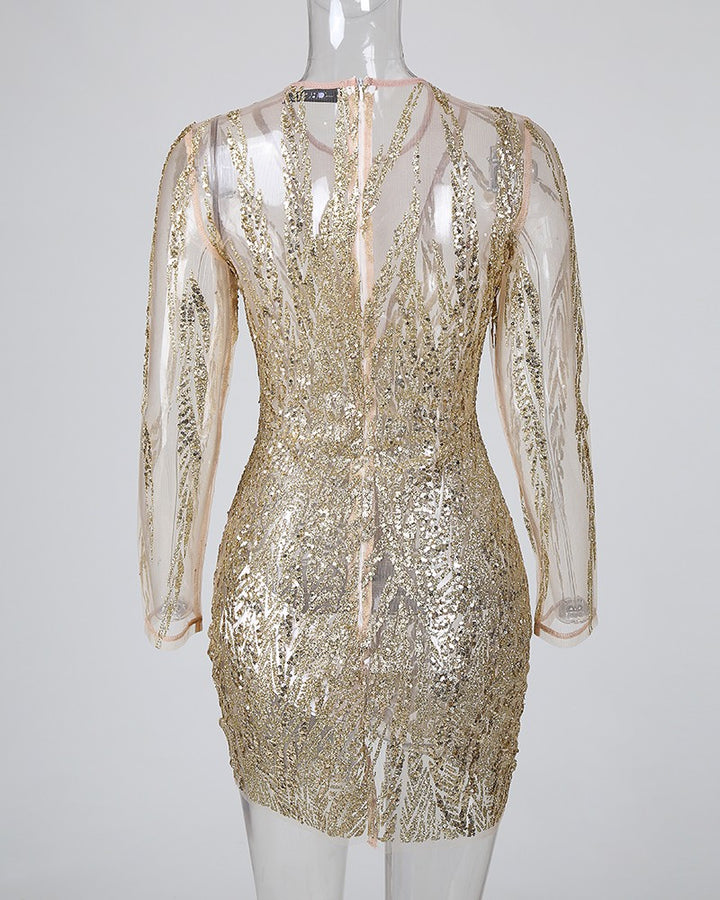 Women’s Bodycon Dress – Glitter Fitted Party Mini Dress – Isabel