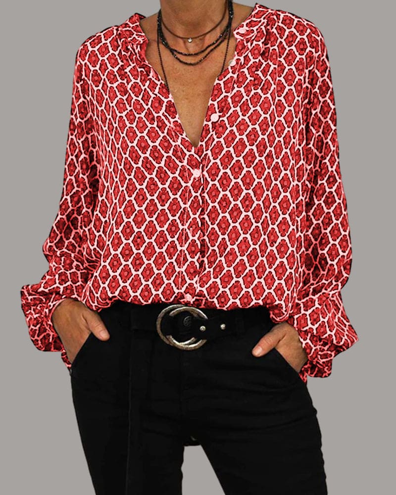 Women’s Boho Blouse – V-Neck Summer Blouse – Luna