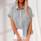 Women’s Short Sleeve Blouse – Relaxed Casual Summer Blouse – Madison
