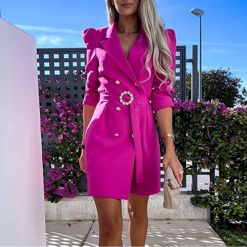 Women’s Blazer Dress – Belted Tailored Mini Dress – Lotte