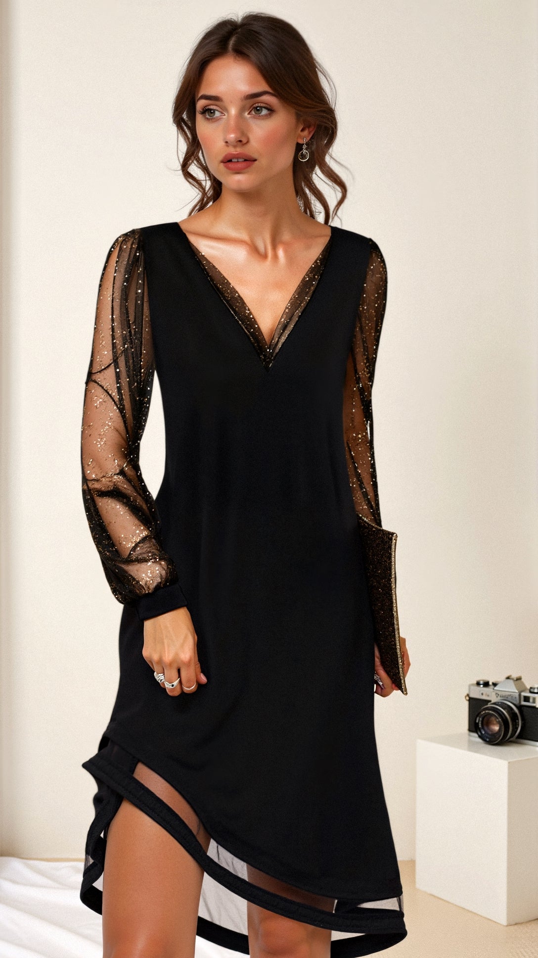 Lia | Glitter Evening Maxi Dress
