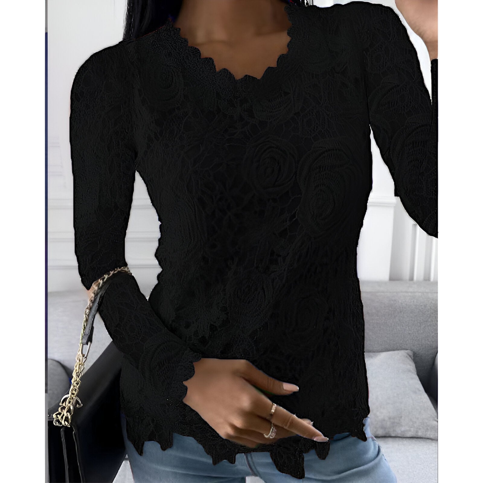 Women’s Lace Blouse – Long Sleeve Elegant Blouse – Clarisse