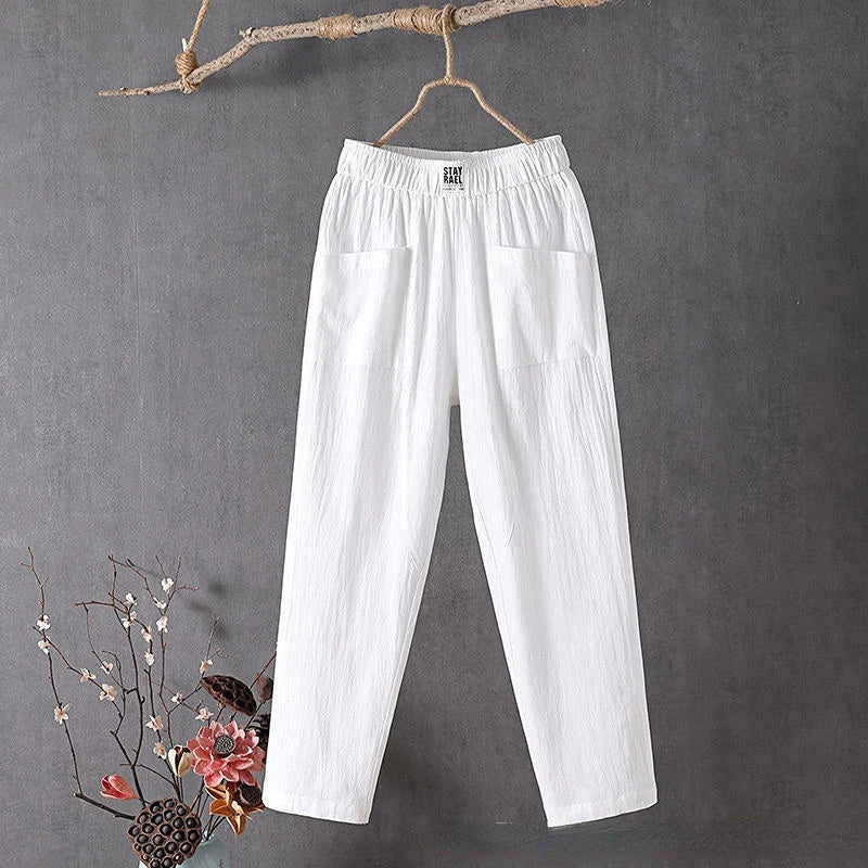 Women’s Pocket Casual Pants - Straight Leg Utility Trousers - Daniela