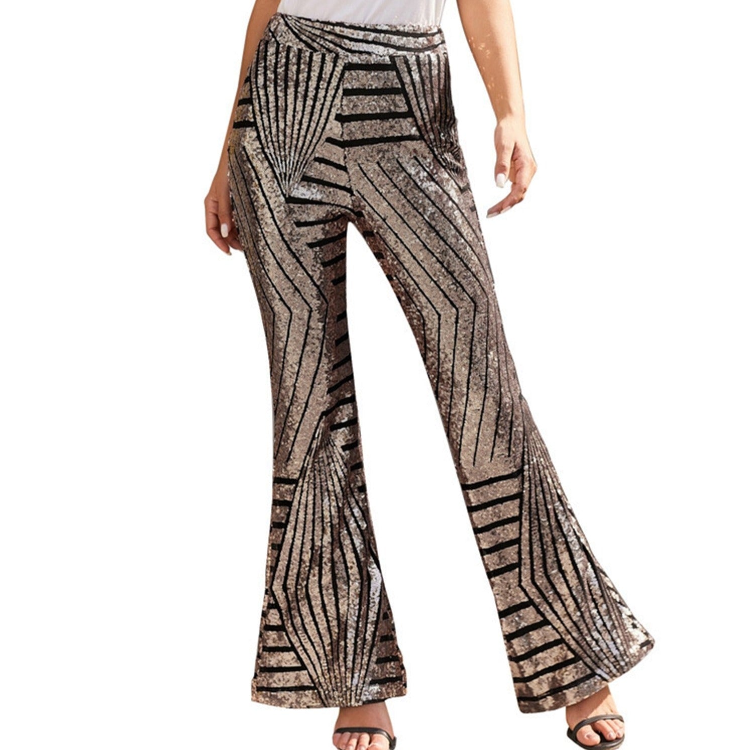 Women’s Sequin Statement Pants - High Waist Party Trousers - Thaddeusi