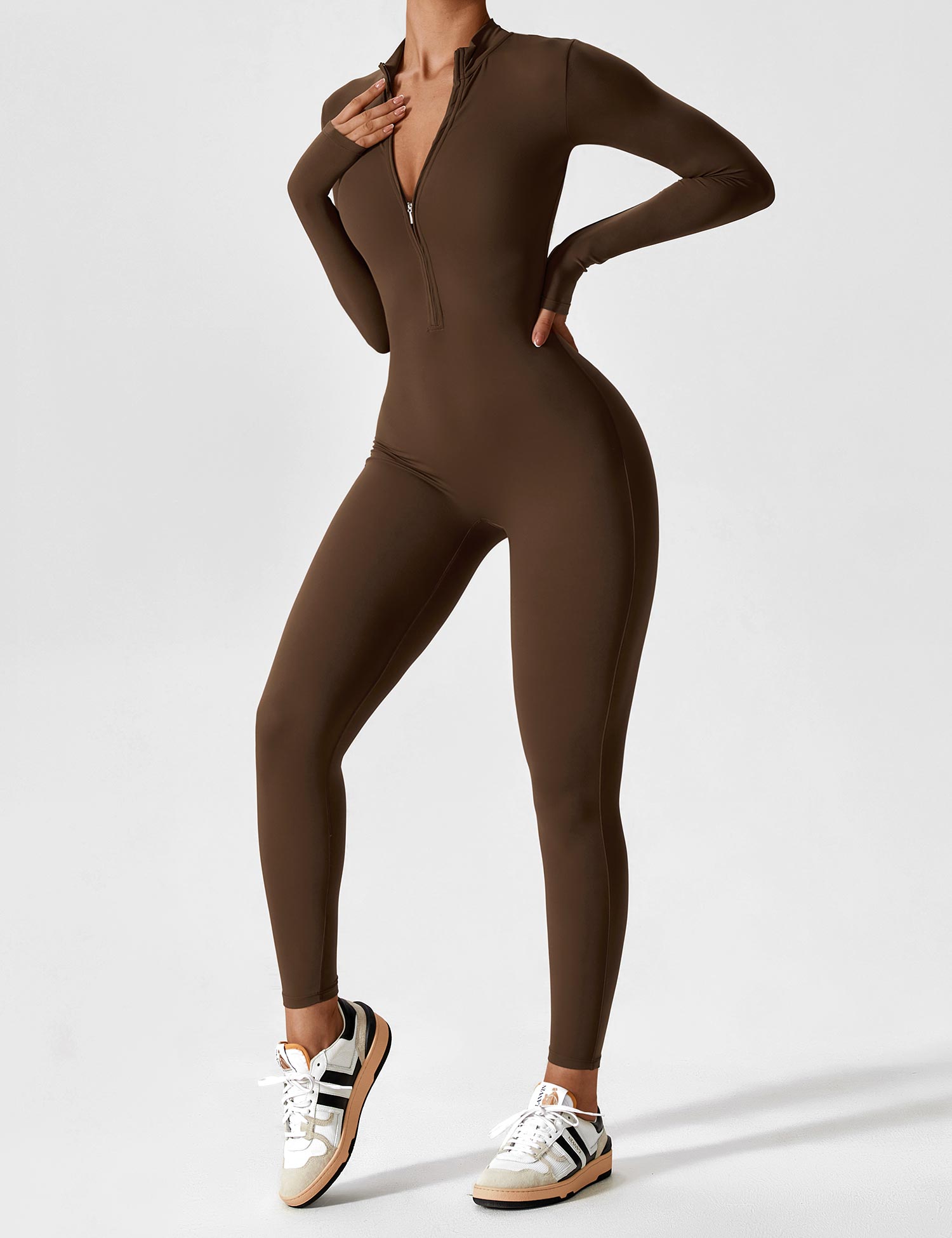 Women’s Bodysuit – Seamless Zip Sculpting Activewear Bodysuit – Lina