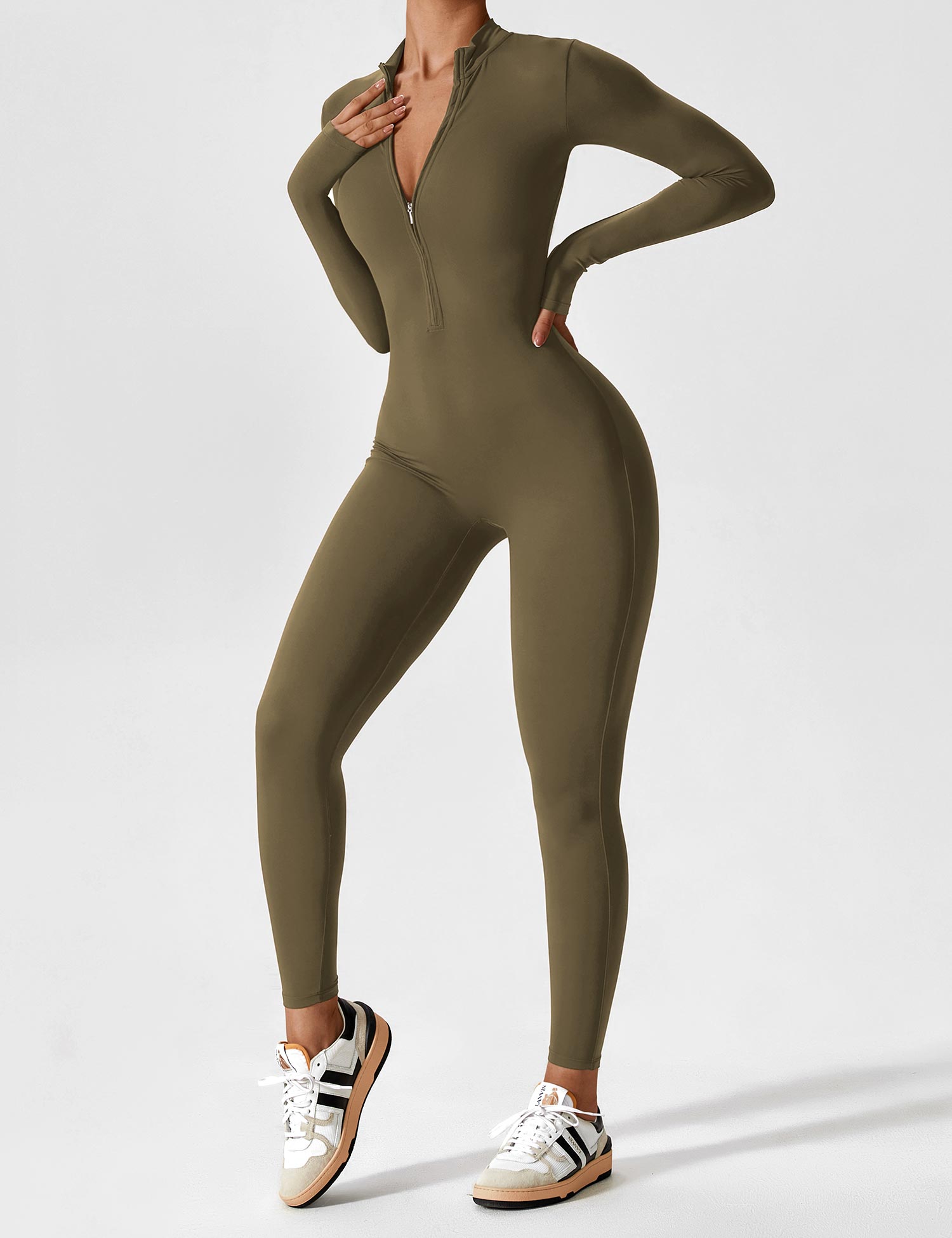 Women’s Bodysuit – Seamless Zip Sculpting Activewear Bodysuit – Lina