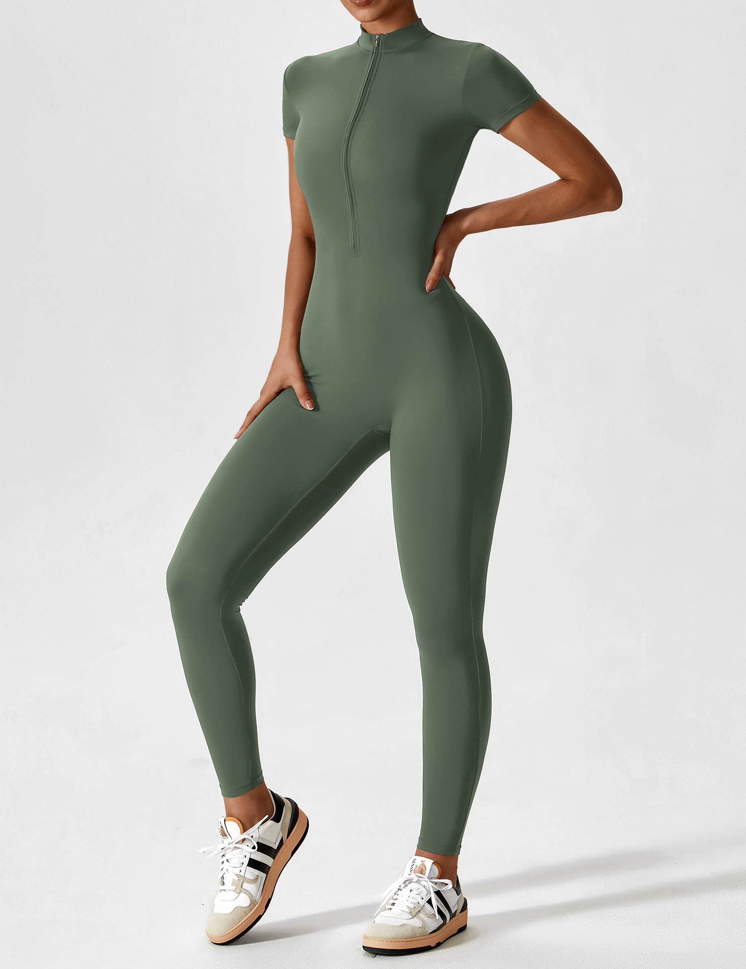 Women’s Bodysuit – Seamless Zip Sculpting Activewear Bodysuit – Lina