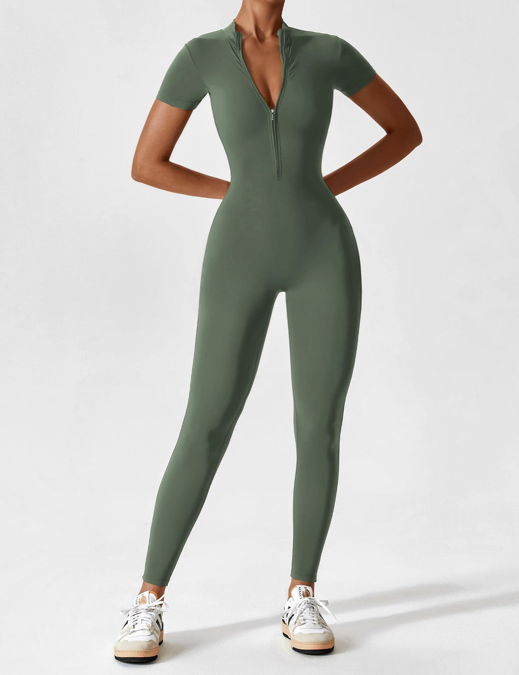 Women’s Bodysuit – Seamless Zip Sculpting Activewear Bodysuit – Lina