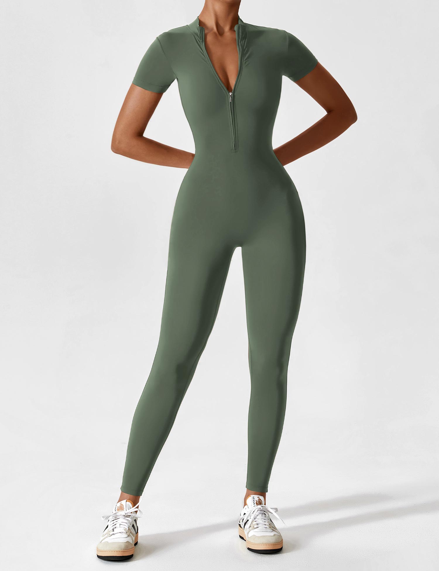 Women’s Bodysuit – Seamless Zip Sculpting Activewear Bodysuit – Lina