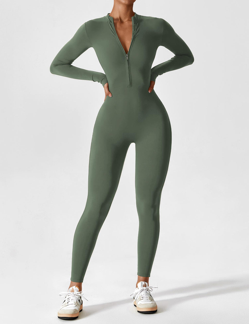 Women’s Bodysuit – Seamless Zip Sculpting Activewear Bodysuit – Lina