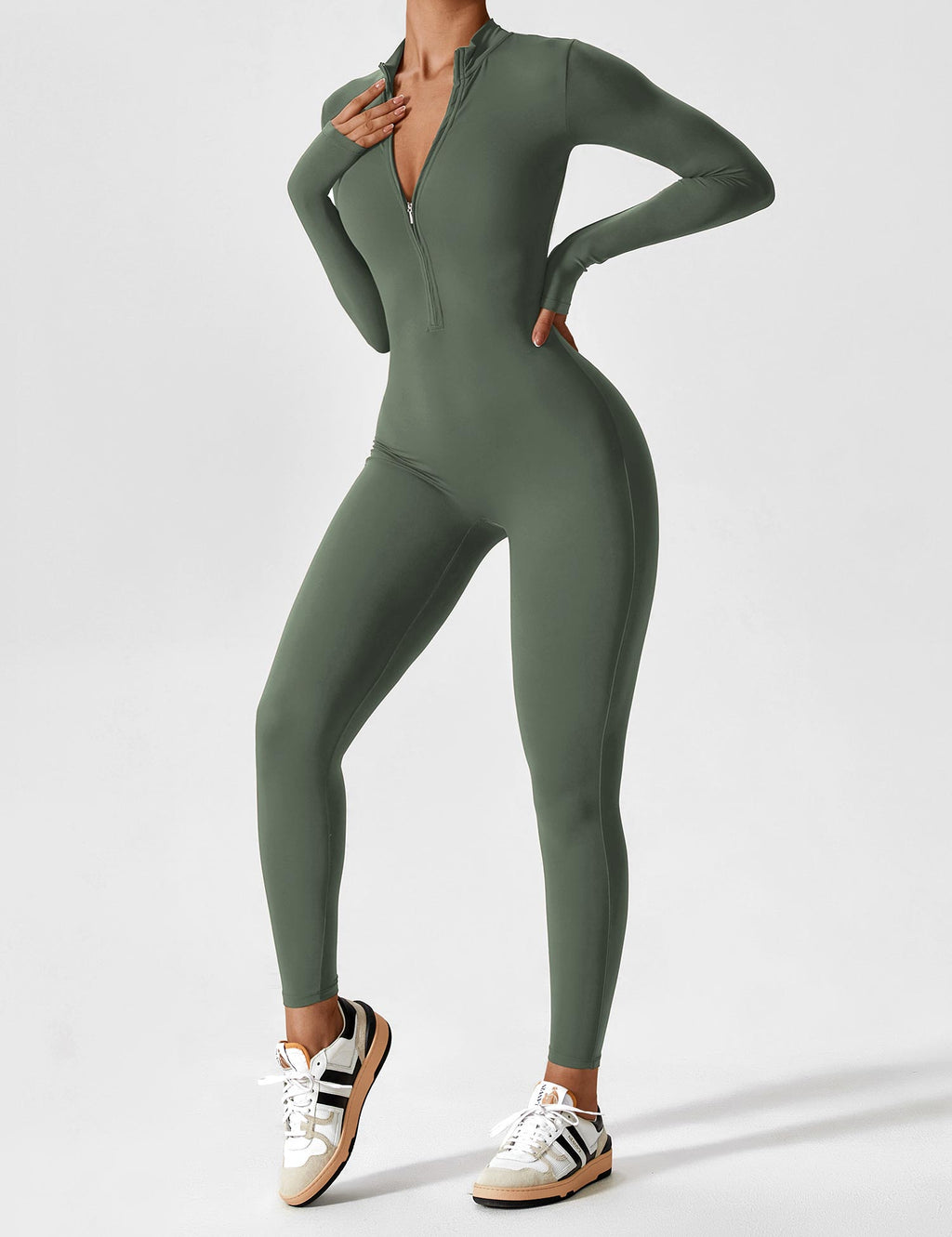 Women’s Bodysuit – Seamless Zip Sculpting Activewear Bodysuit – Lina